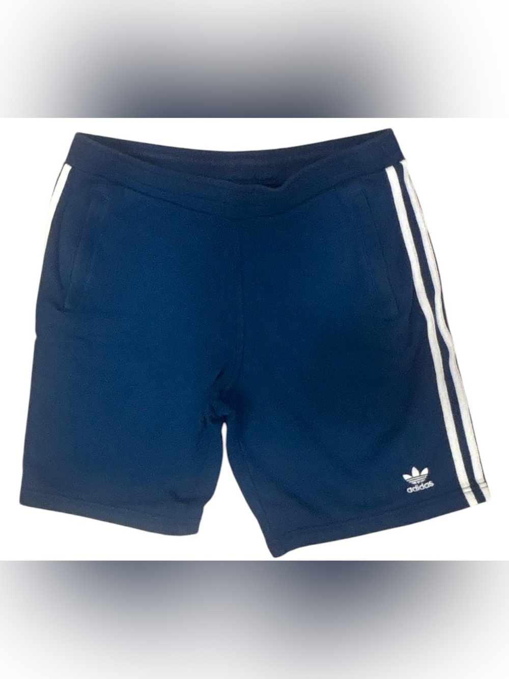 Adidas Originals Trefoil Navy 3 Stripe Sweat Shorts Men’s Large Cotton